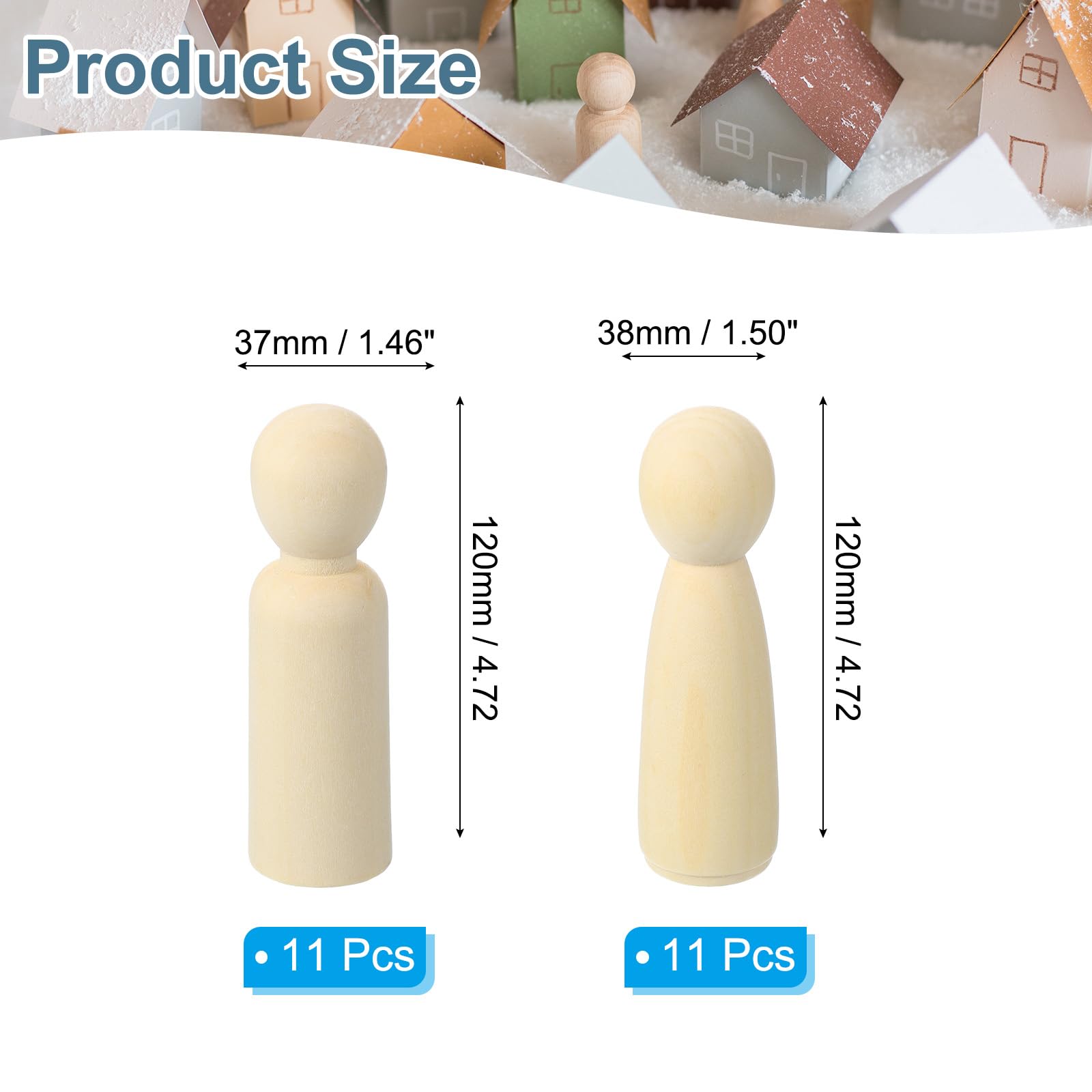 PATIKIL 4.72" Height Wooden Pegs Peoples - Image 2