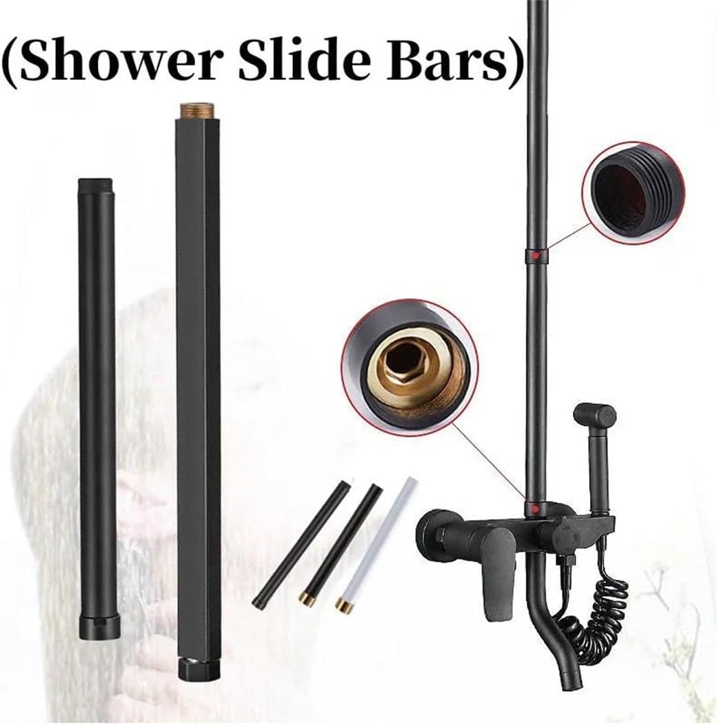 Stainless Steel Shower Extension Rod Shower Lengthen Pipe Round Square 30/40Cm Slide Bar Tube For Bathroom Accessories