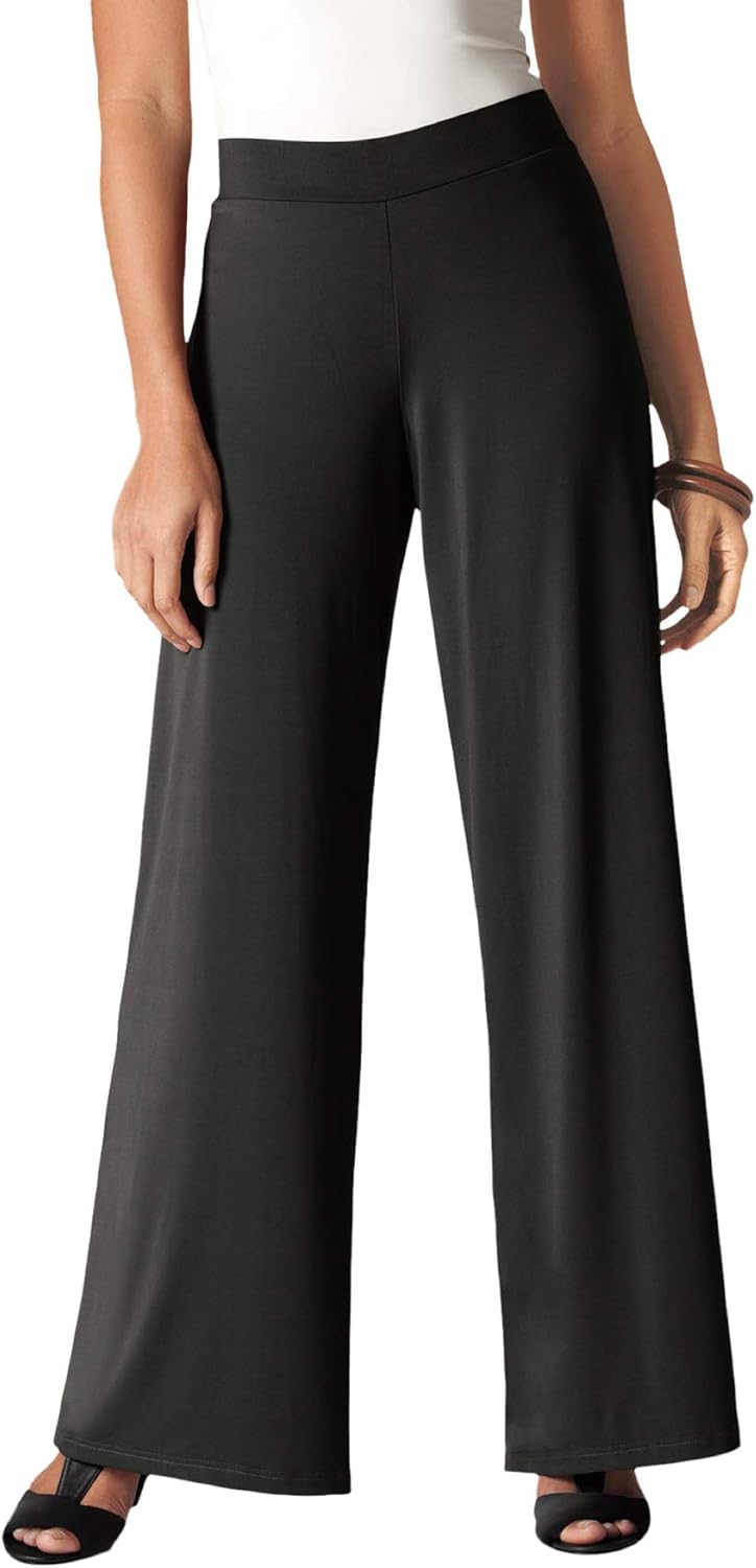 Jessica London Women's Plus Size Knit Palazzo Pant Wide Leg Stretch Dress Pants