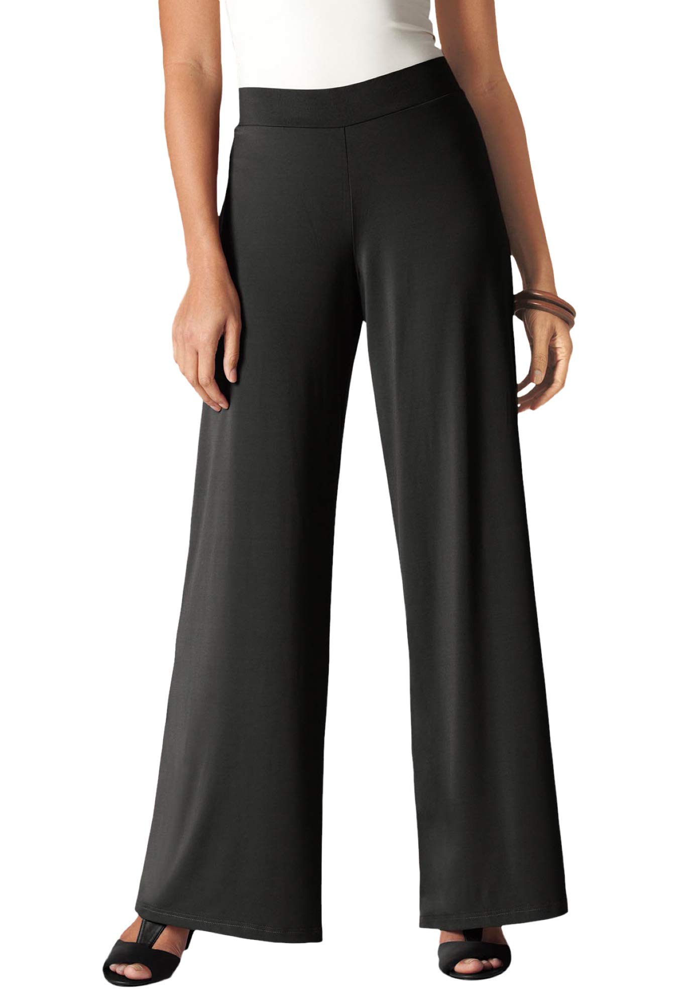 Jessica London Womens Plus Size Knit Palazzo Pant Wide Leg Stretch Dress Pants