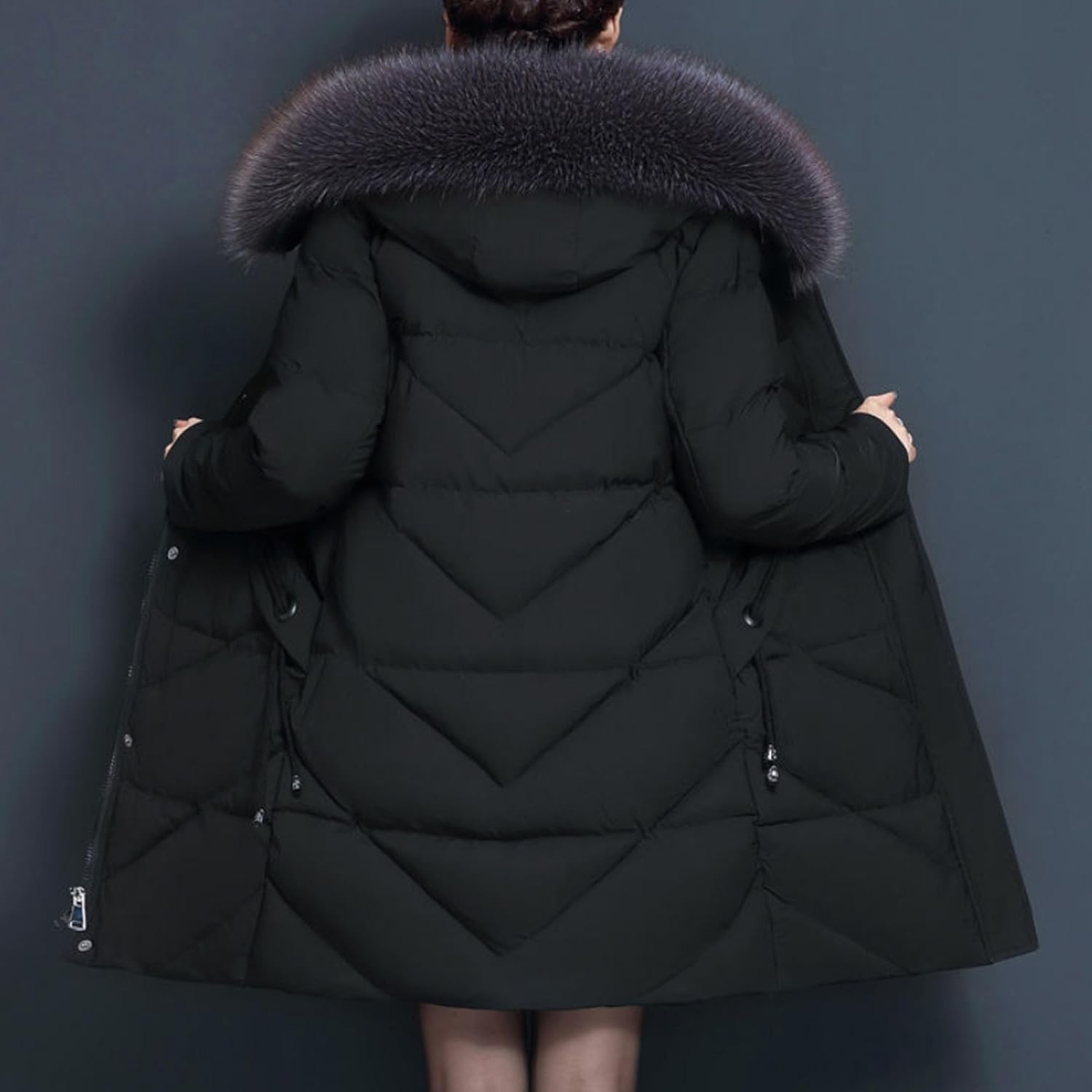 Women's Thickened Long Down Jacket Hooded Winter Down Parka Puffer Jacket