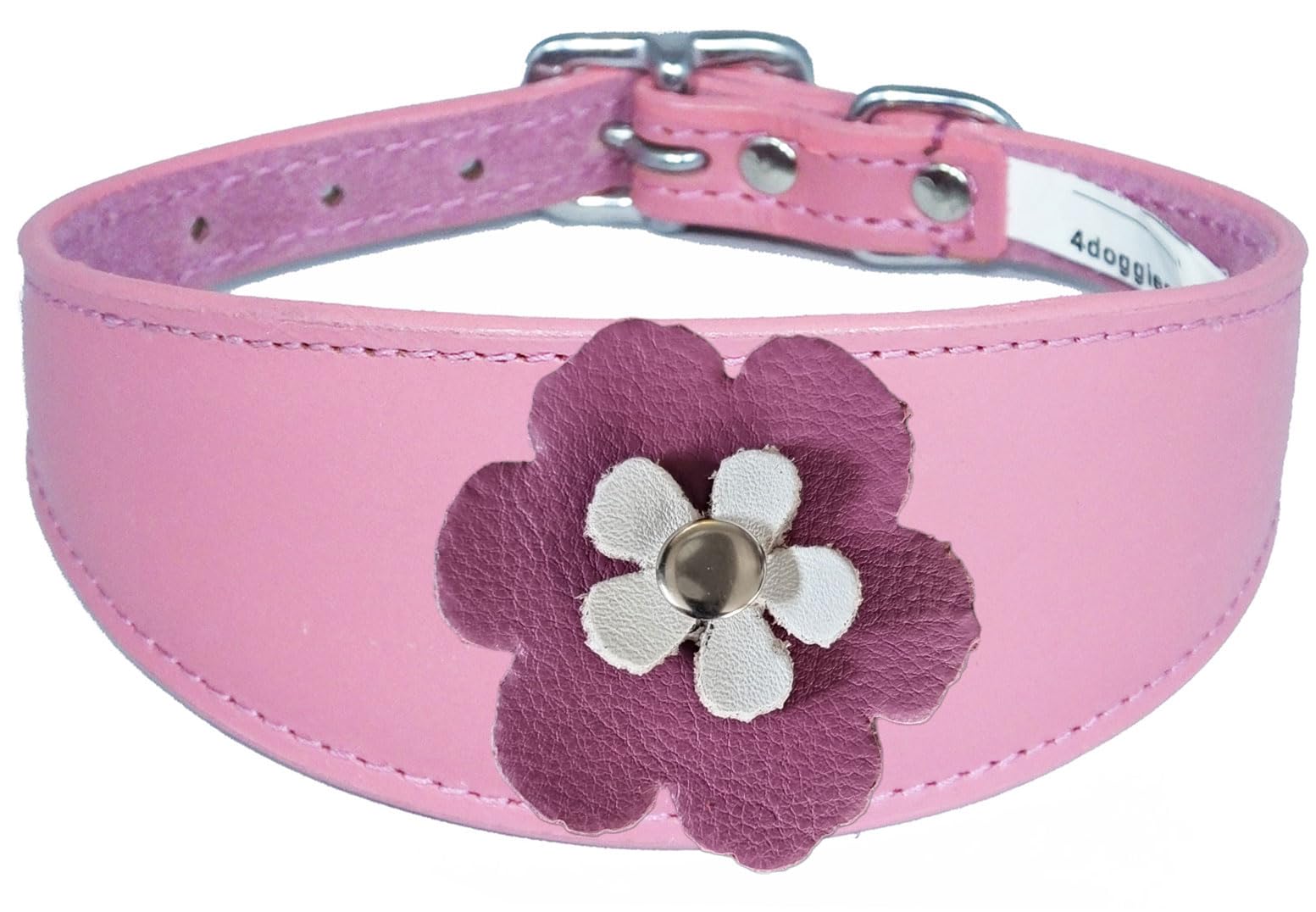 Flower Design Sighthound Leather Collar with Padded Backing for Whippet and Greyhound 2-7
