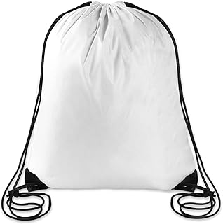 Drawstring Bags, White PE Bags Drawstring Gym Bag Draw String Swimming Bag Drawstring Backpack for Sports, School, Gym, Travel, Swimming, Beach