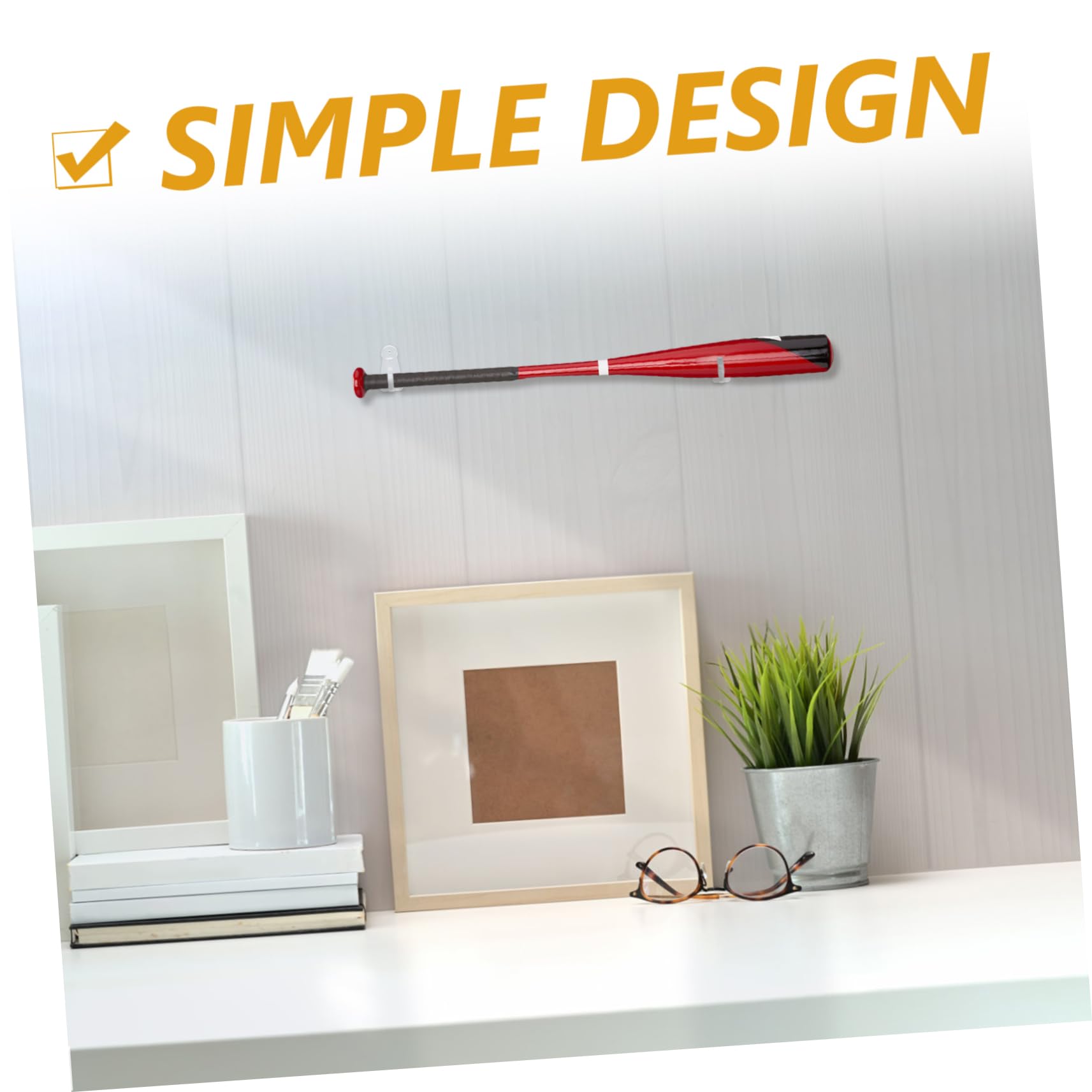 Toddmomy Multi-functional Wall Mount Baseball Bat Holder Display Bat Stand Acrylic Bat Rack