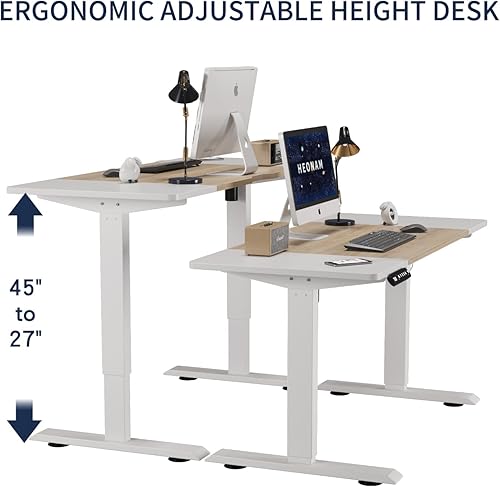 Miniatura 25 de Escritorio eléctrico de pie de 48 pulgadas con puerto de carga USB, escritorio de pie ajustable en altura con preajustes de memoria, amplio Marrón