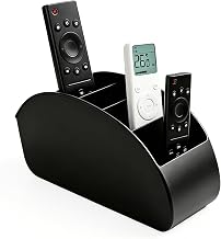 Porta Telecomandi con 5 Scomparti in Plastica, Porta Telecomando Multifunzionale, Contenitore per Telecomando TV, Spazzole, Matite, Cosmetici e Forniture per Ufficio, Nero