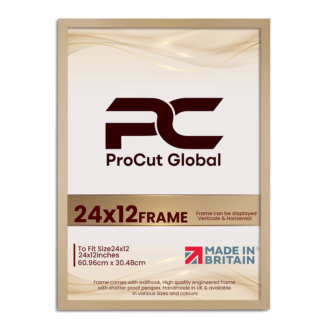 Procut Global 24X12 Country Pine Picture Frames - Modern Wooden Photo Frame with Shatterproof Perspex for Wall or Tabletop - Perfect for Posters, Certificates, Prints - Sizes & Colors Available