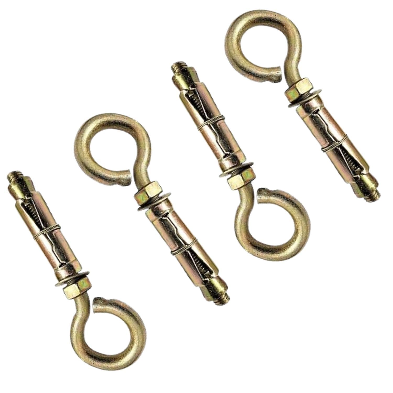 Iron Metal Wall Anchor Brass Fasteners Golden Bullet Eye Bolt Screw Hook I Bolt with 1 year warranty (8MM, Pack of 4)-picture-15