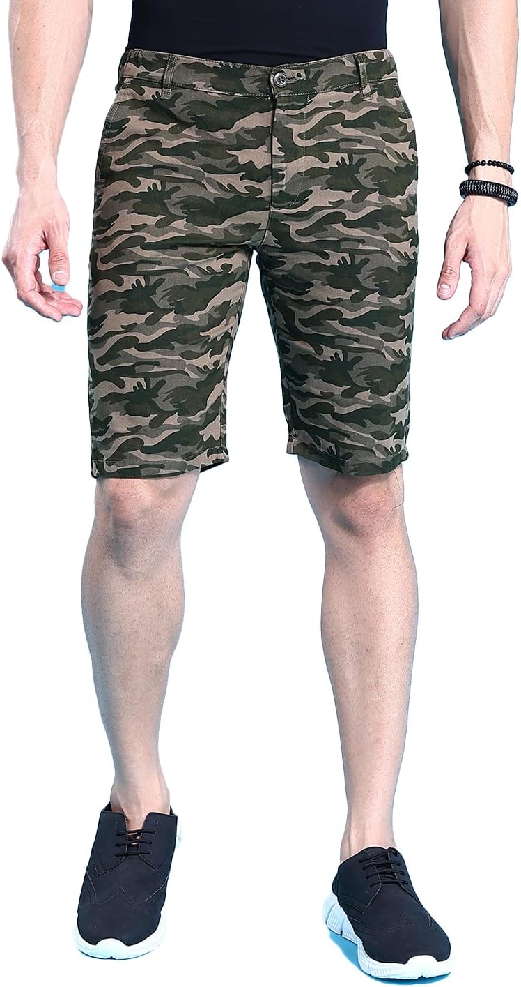 The Indian Garage Co Men's Slim Fit Short Abstract Print Mid Waist