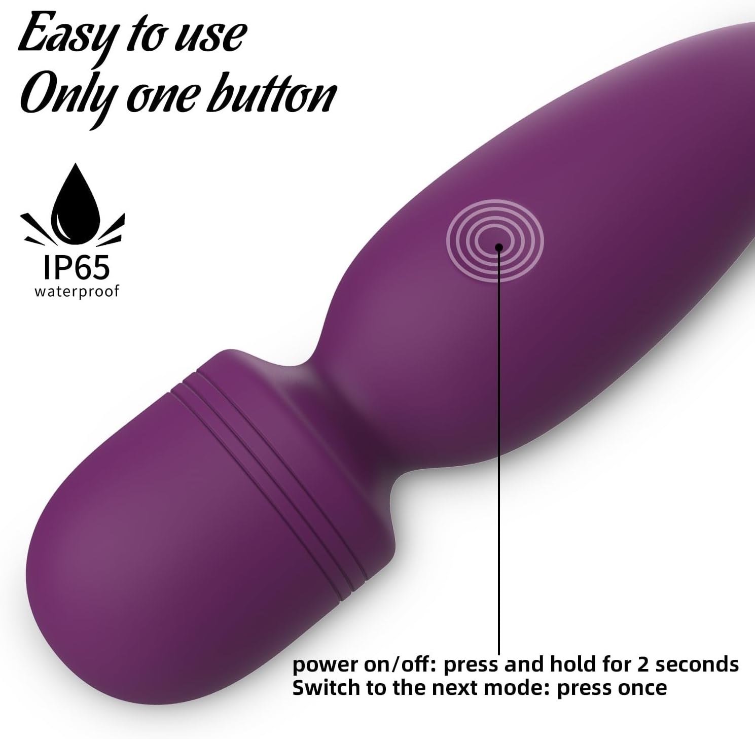 Fuwyiy Mini Massager Tools,Small Waterproof Cordless Handheld Massager with 10 Vibration Modes, Personal Handheld Massager for Back（Purple） image 5