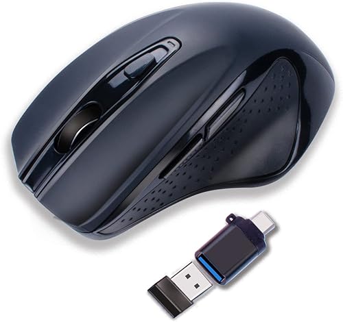 INNOMAX - Mouse inalámbrico USB C, mouse ergonómico de gran tamaño y recargable con adaptador USB C a USB A 3.0 para MacBook Pro 2021, MacBook Pro,