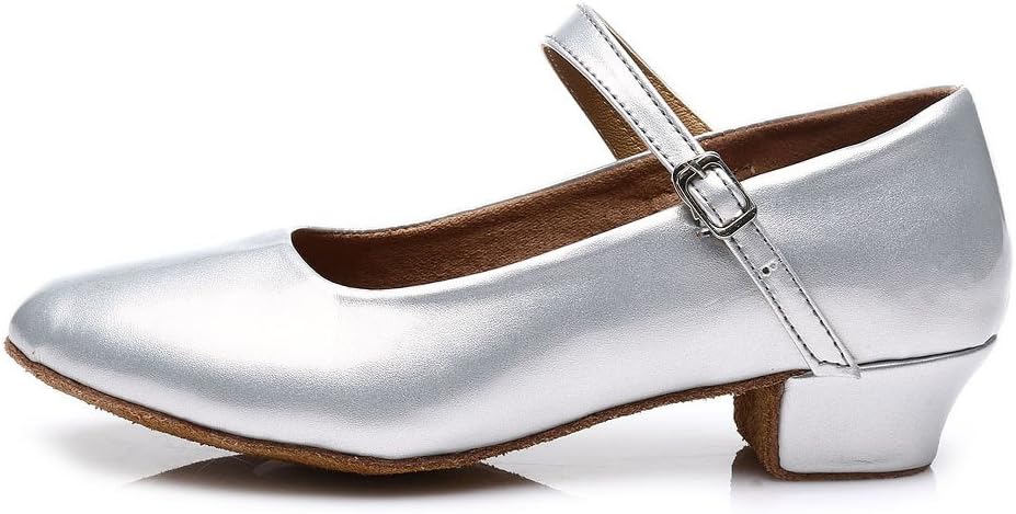 DKZSYIM Girls&Women's Leather Latin Dance Shoes Ballroom Performance Shoes,Style 207