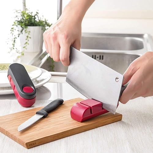 Miniatura 6 de LETOOR Cuchillo de 2 etapas de pulido fino, afilado seguro y fácil para acero sin brillo, pelar, chefs y cuchillos de bolsillo, 7.9 pulgadas, negro