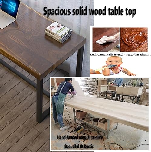 Miniatura 8 de Moderno escritorio industrial de madera maciza para computadora, escritorio de lectura y escritura, mesa de juegos, mesa de pino de 2.0in (tamaño