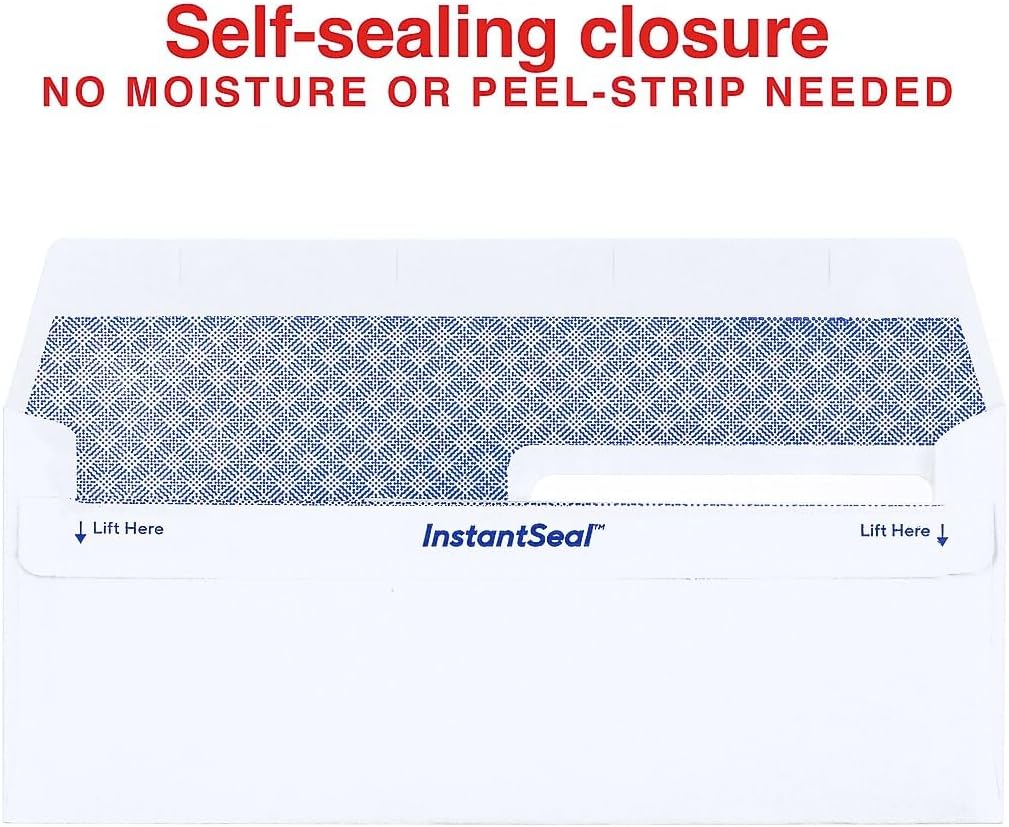 Staples 1775860 Reveal-N-Seal Security Tinted Dbl Window #8 5/8 Envelopes White 500/Bx