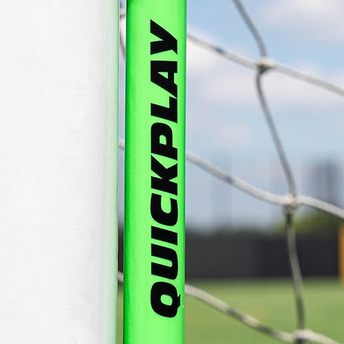 Miniatura 9 de QUICKPLAY Juego de 2 objetivos de esquina de portería  Equipo de entrenamiento de fútbol premium - Verde neón de alta visibilidad, compatible con