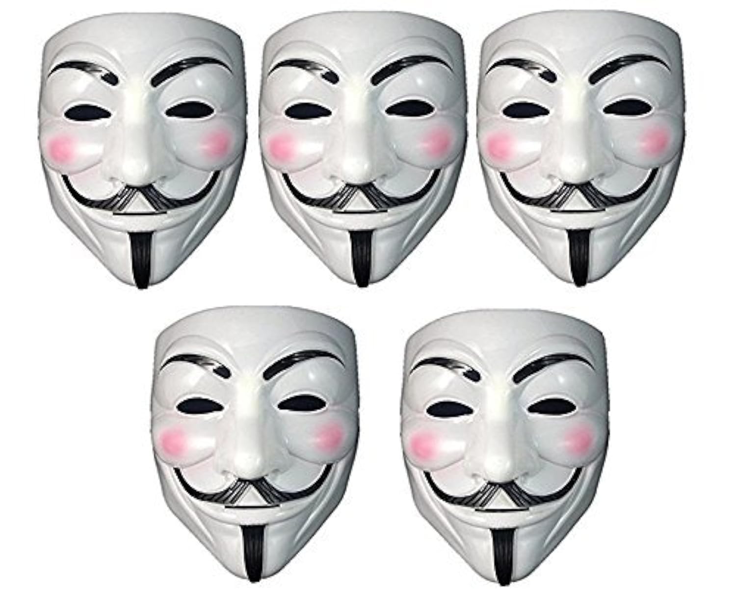 FAVELA V for Vendetta Comic Face Mask Anonymous Guy Fawkes (White) Pack of 5 Party Face mask For Mens ,Womens