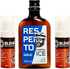 Kit de Barba - Shampoo + 2 Blends para Crescimento da Barba - Barba de Respeito