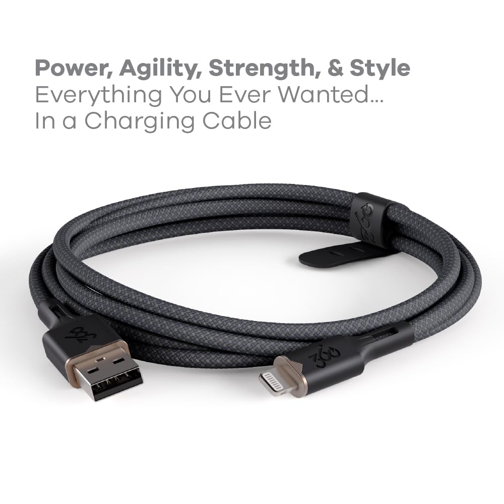 360 Electrical Fluid USB-A to Lightning Charger Cable, Mfi Certified Charger for Apple iPhone 14 13 12 11 X, iPad, 5 Foot, Granite