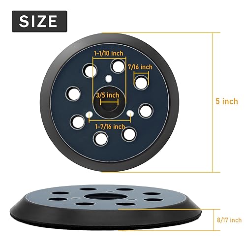 Miniatura 2 de Reemplazo de almohadilla de lijadora de palma D26451, almohadilla de respaldo de lijadora de 5 pulgadas compatible con lijadora orbital aleatoria