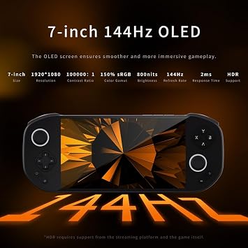 Mangmi Pocket Max Android Handheld Game Console, 7 144Hz AMOLED Display, Snapdragon 865 8GB RAM 128GB Storage, Modular Magnetic Buttons, WiFi 6 Gaming Emulator with 8000mAh Battery (White)