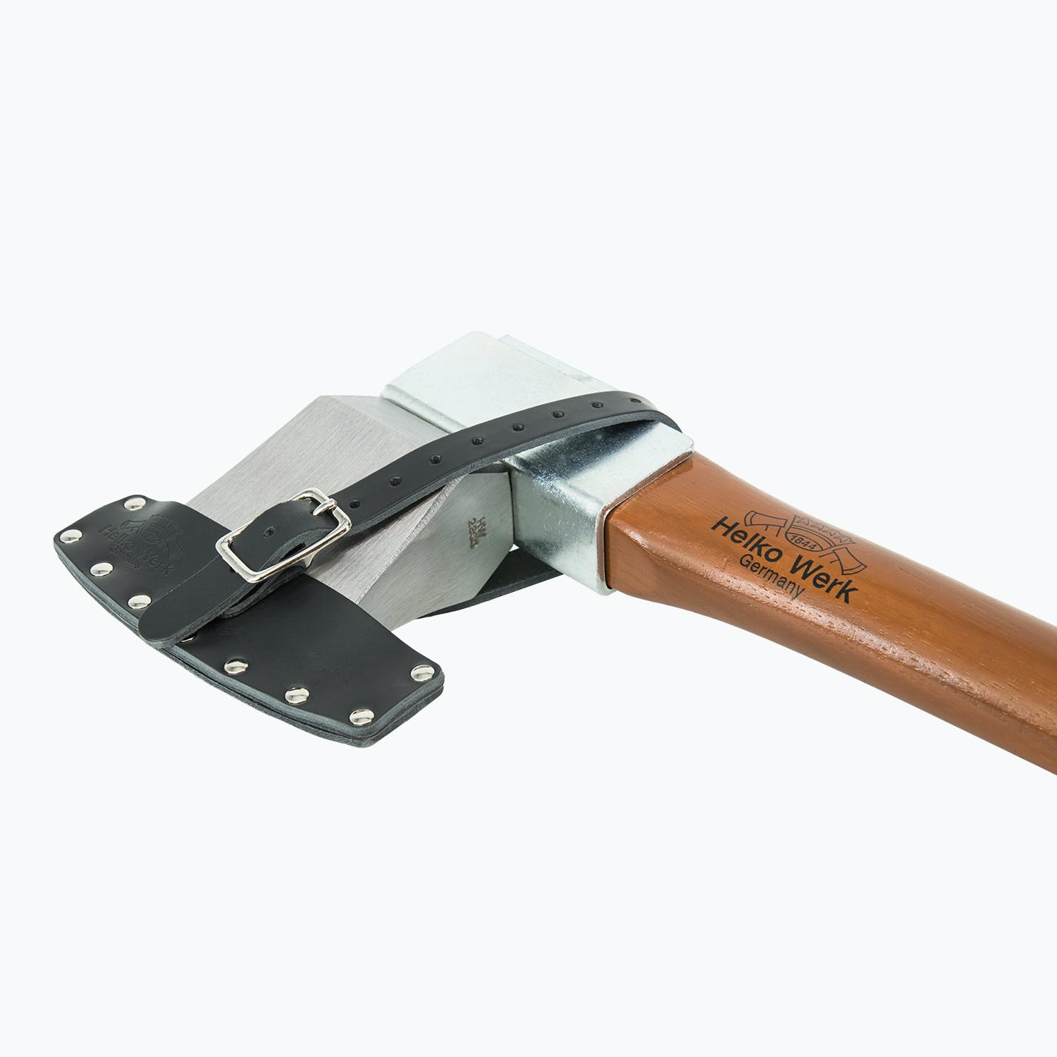 1844 Helko Werk Vario Schwere Spaltaxt aus C50-Kohlenstoffstahl (47–55 HRC), 2000 g Kopfgewicht, 90 cm Hickory-Stiel, inkl. Lederschutz – Ideal zum Spalten von Holz