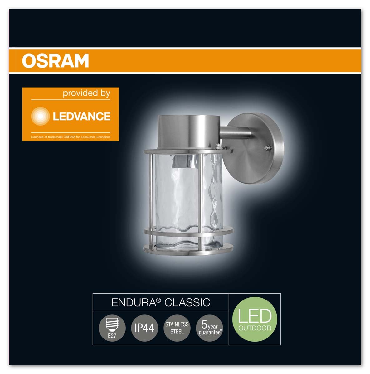 OSRAM LED zewnętrzna lampa ścienna, stal, słupek 240 V
