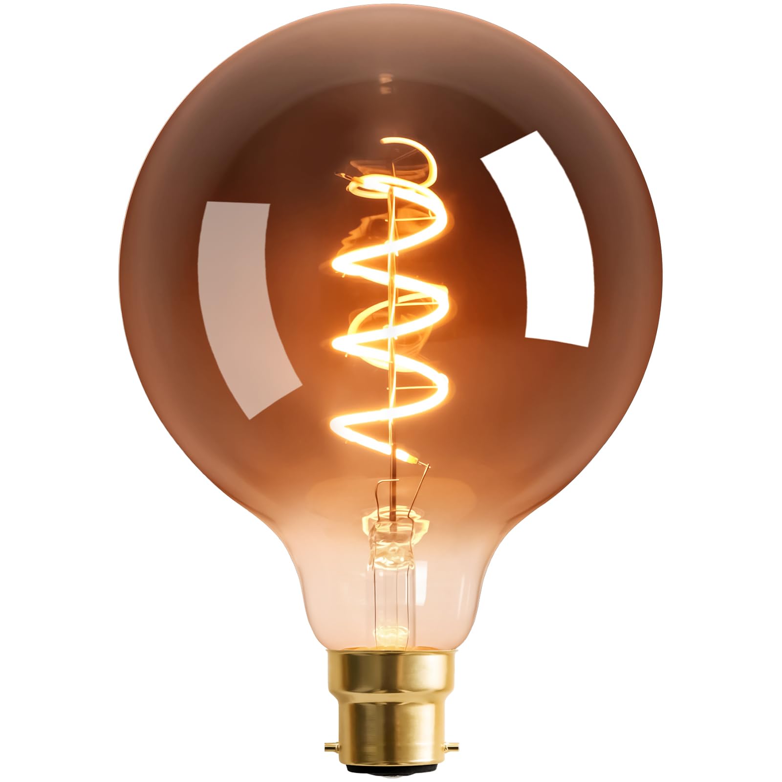 Terafeels Edison Bulb B22, 6W, 2200K Warm Yellow Glow, Dimmable, Grey Glass, G125 Large Vintage LED Bulb, Bayonet Light Bulb for Lamp and Decoration
