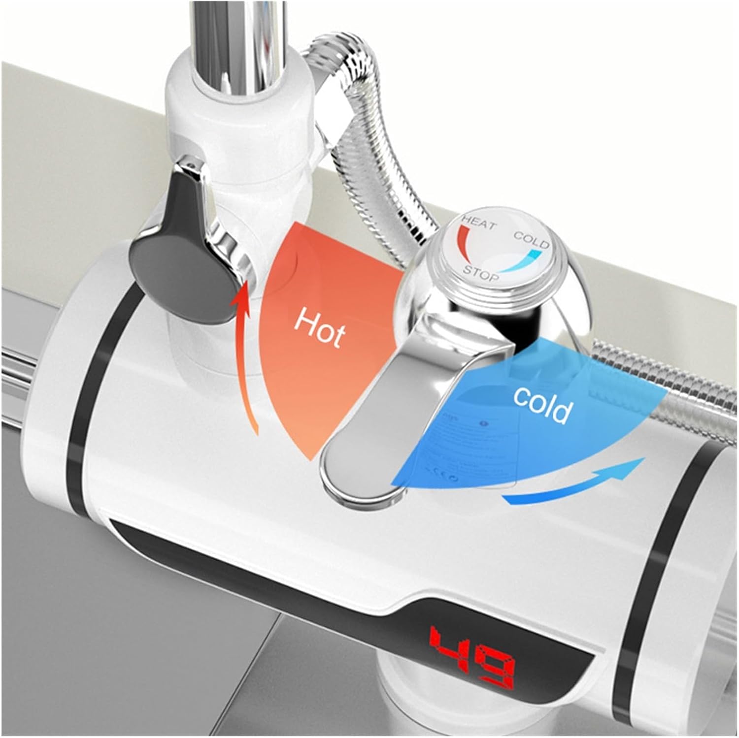 給湯器シャワー、キッチンの蛇口、電気温水器 3000 ワット電気冷暖房タップシャワー 【スパウトキッチンシンクミキサータップストリームスプレーヘッドクローム】 家庭用給湯器(Side-300