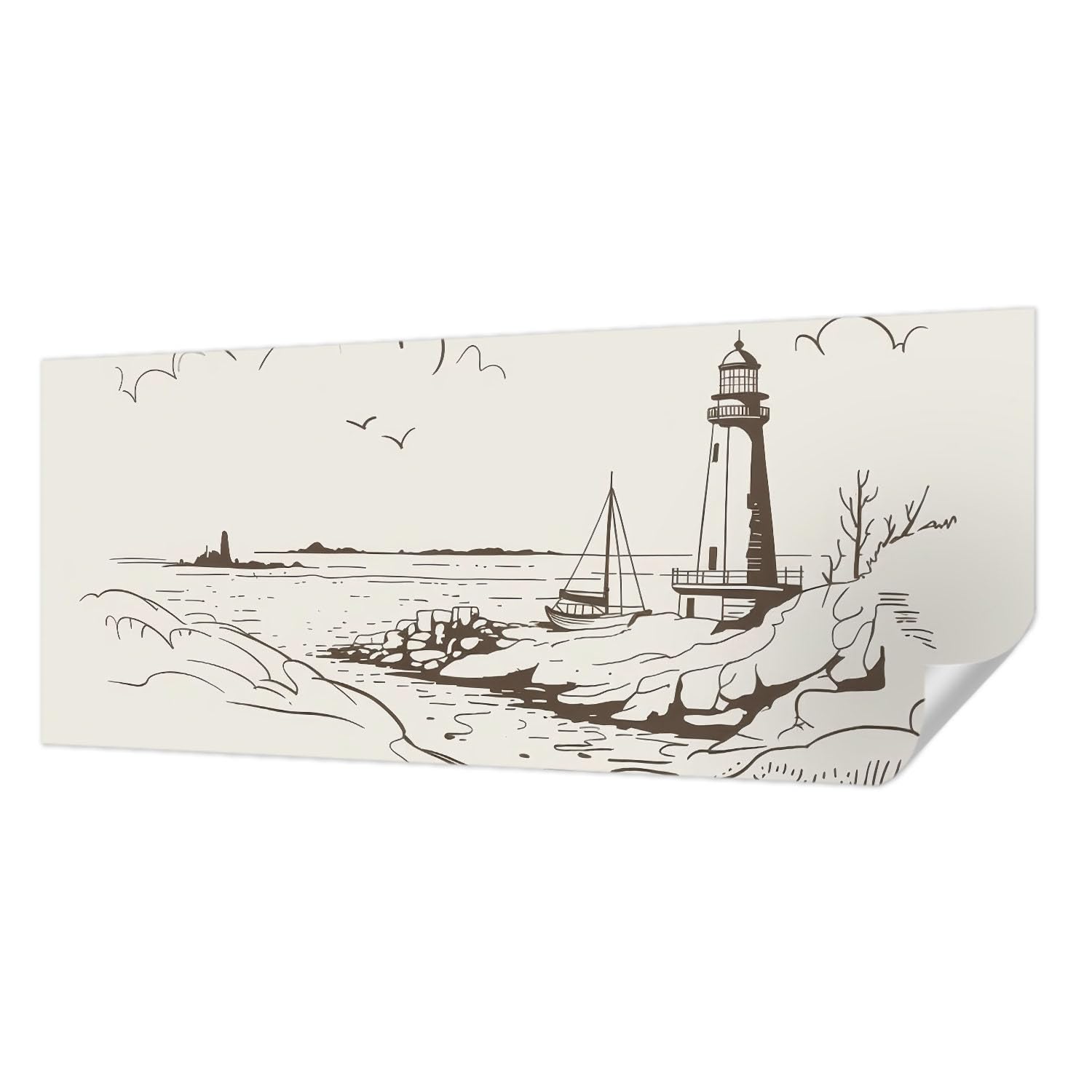 Papier peint adhésif résistant aux taches motif littoral 250x104