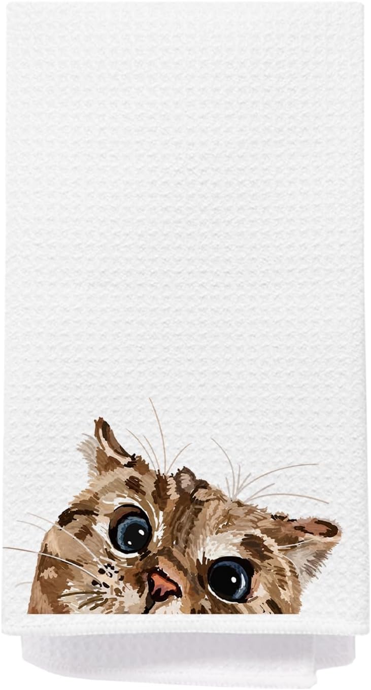 Cat Mom Lady Gifts Kitchen Dish Towels 16x24in