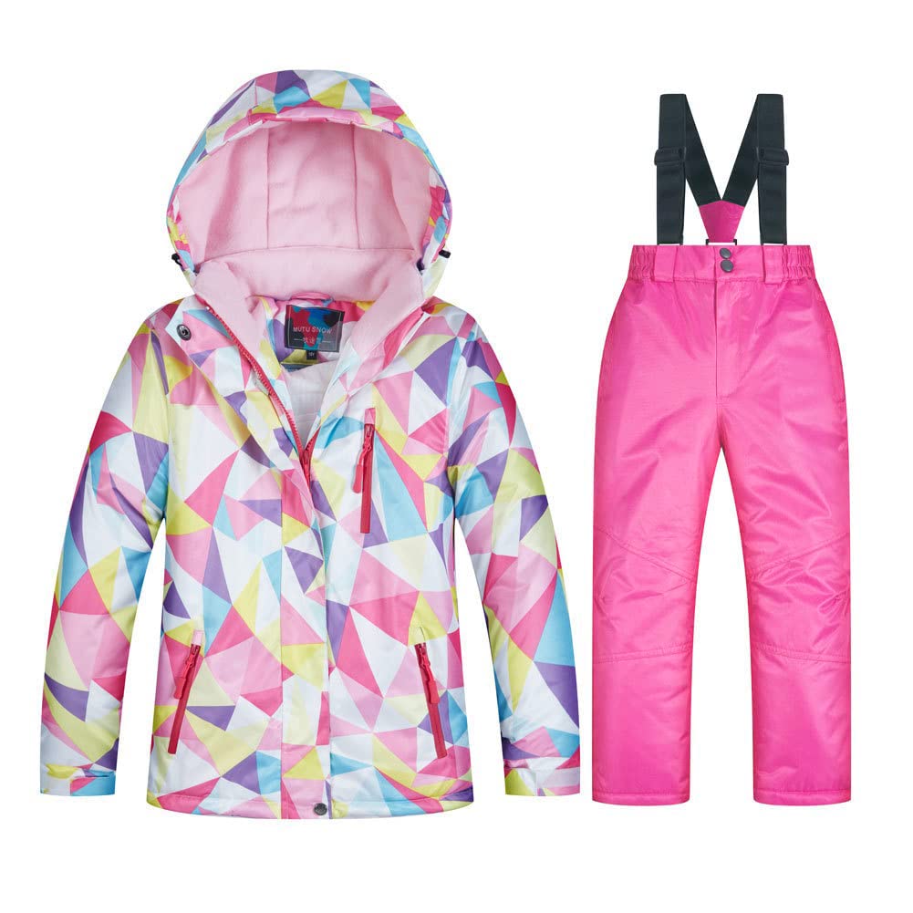 Girls/Boys Snowsuits Hooded Insulated Windproof Winer Coats Ski Jacket Snow Pants Set