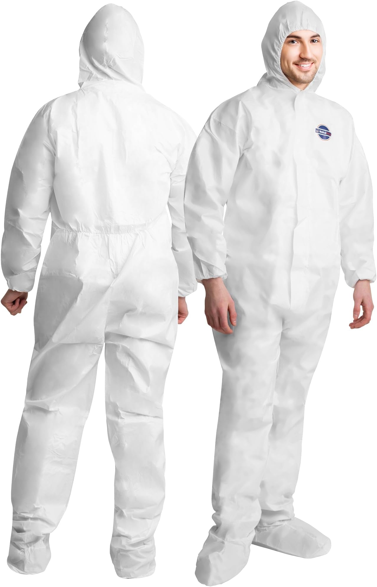 Hazmat Suits Disposable |1 Pack - Large | Protective Coveralls with Attached Hood and Boots | Heavy Duty Full Body Painters Suit for Adults - Breathable & Water Resistant | Large
