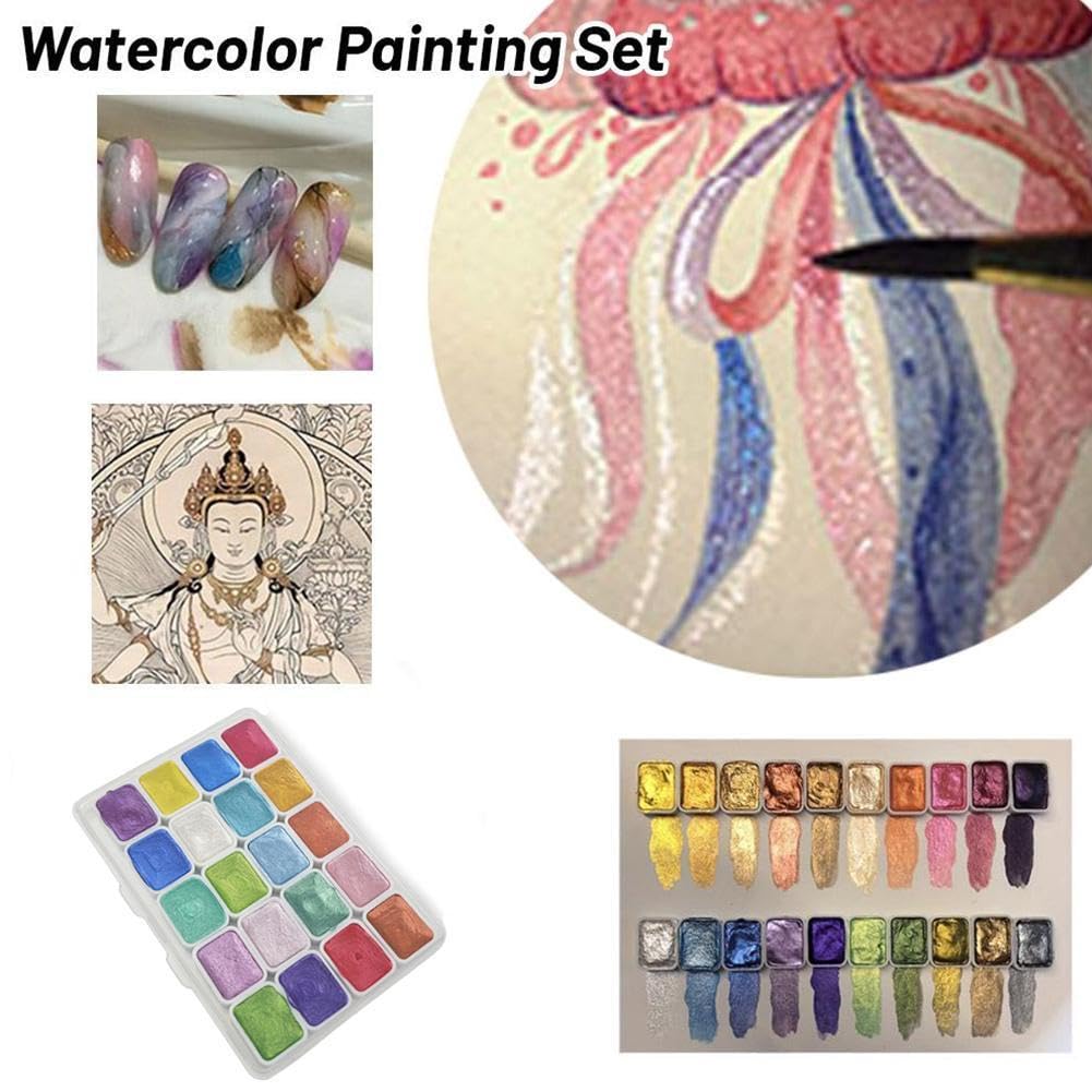 Yamobi set di acquerelli, colori metallici, 20 colori
