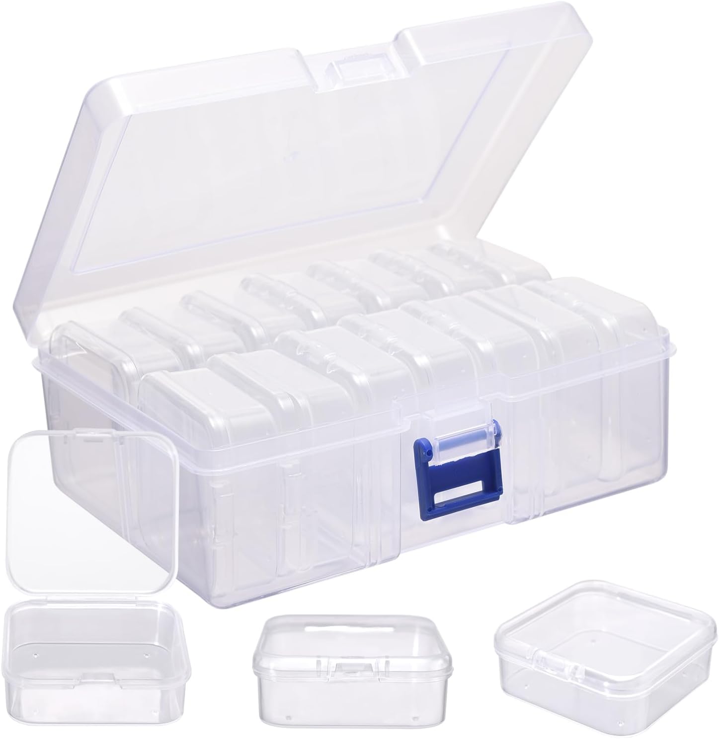Small Bead Organizer, 15 Pcs Plastic Storage Box Set with Lid Mini Clear Bead Storage Container for Nail Art, Beading, Jewelry, Crafts Small Accessories, Nail Supplies