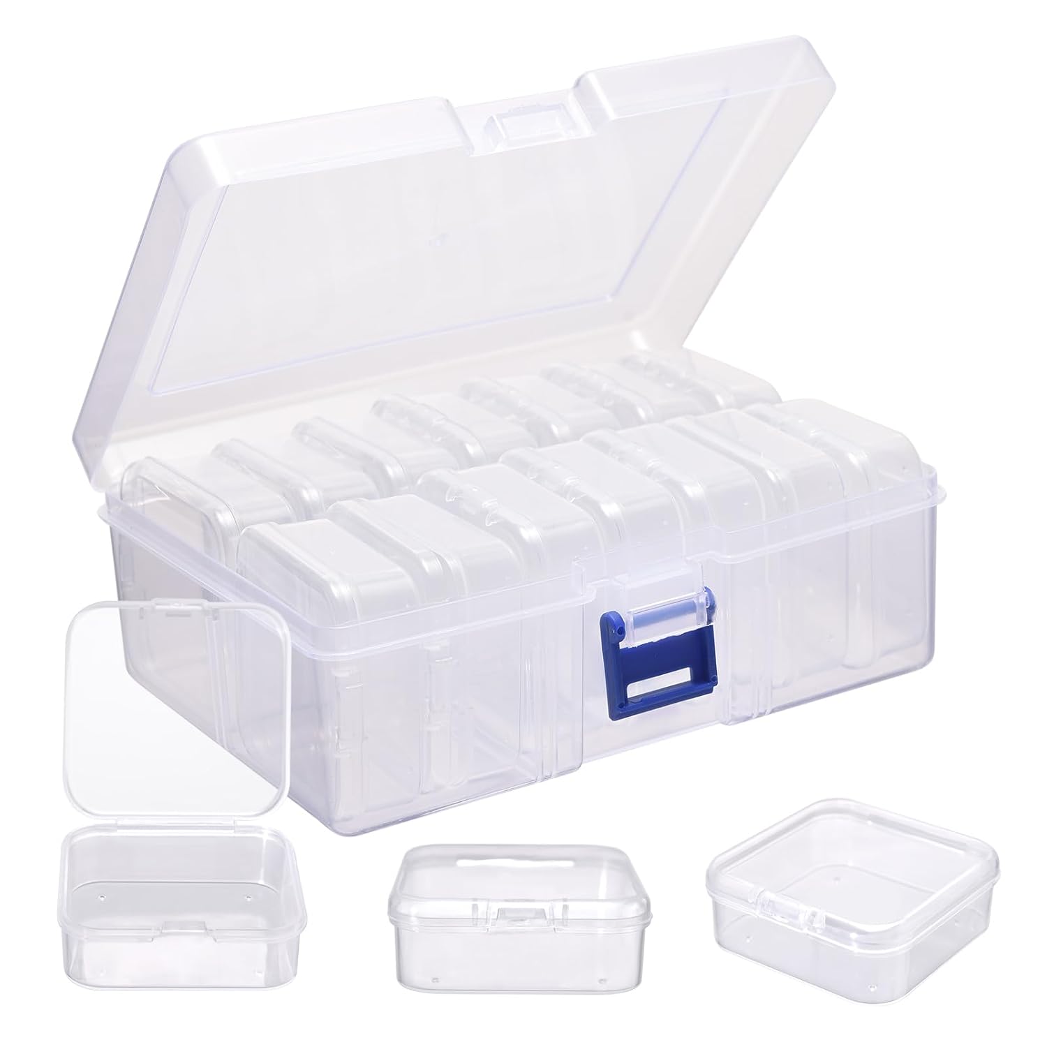 Small Bead Organizer, 46 Pcs Plastic Storage Box Set with Lid Mini Clear Bead Storage Container for Nail Art, Beading, Jewelry, Crafts Small Accessories, Nail Supplies