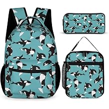 Colorful Multi Pocket Backpack Set School Bookbag with Lunch Bag Lightweight Pencil Case Pouch Bag Camo American Flag, One Size