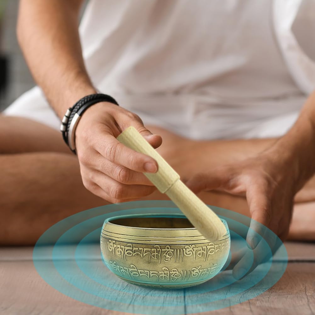 Set di campane tibetane per meditazione, fatta a mano, per yoga, attenzione e meditazione, set di campane tibetane per yoga, rilassamento, donne e