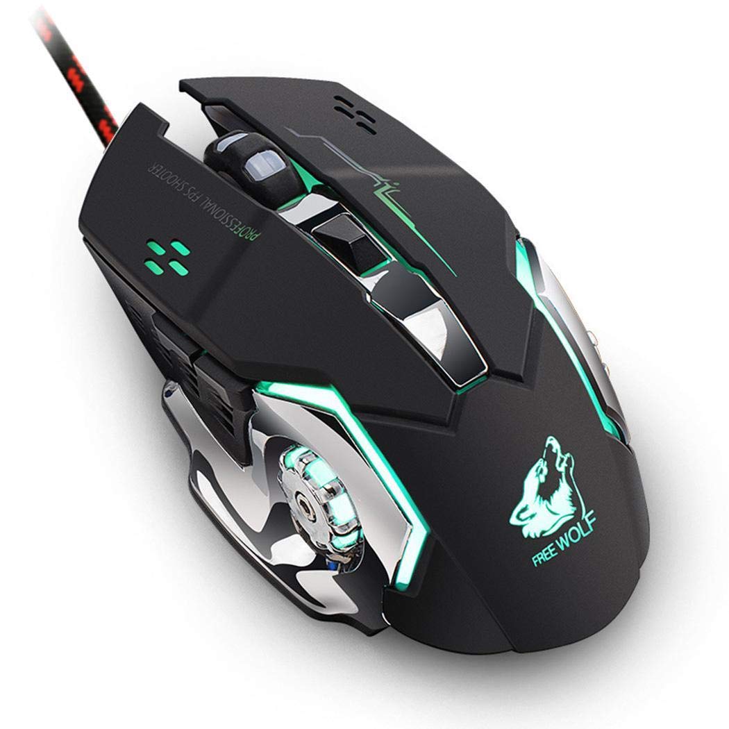 HOTUEEN Wired Gaming Mouse, High Precision 2400 DPI Gaming Mouse, 6 Buttons, Adjustable DPI Mice for PC Laptop Computer Notebook