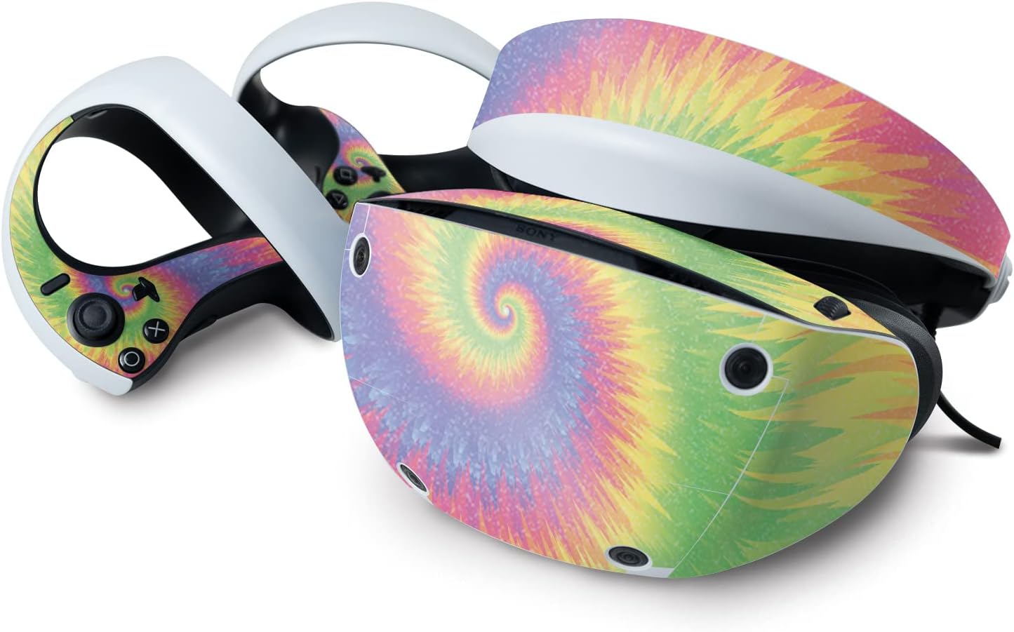 MightySkins Glossy Glitter Skin Compatible with Sony Playstation VR2 - Vibrant Tie Dye | Protective Durable High-Gloss Glitter Finish | Easy to Apply & Change Styles | Made in The USA