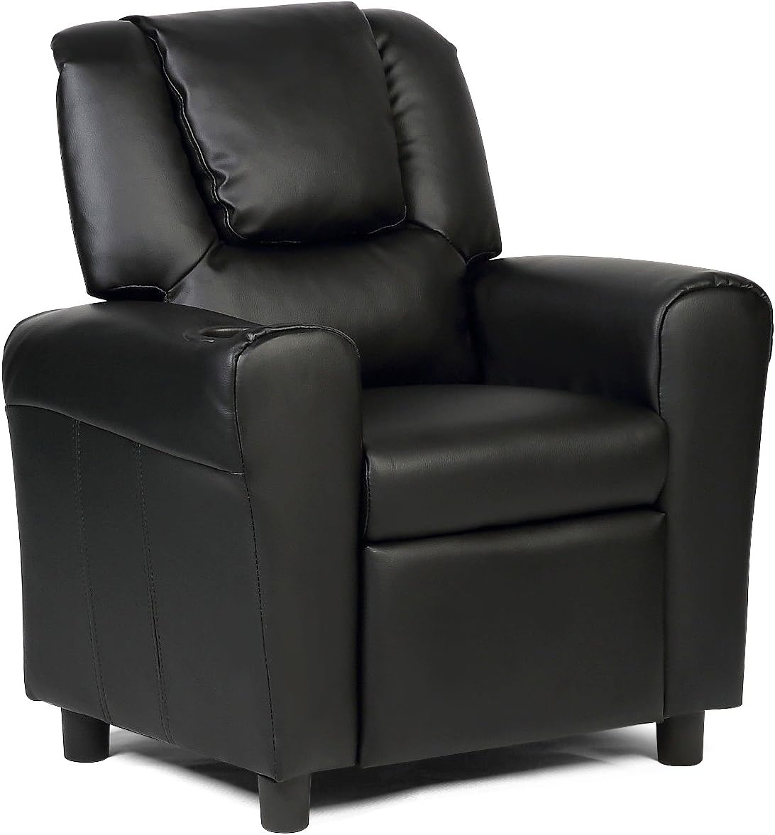 HONEY JOY Kids Recliner, 2-in-1 Toddler Armrest Sofa Couch with Cup Holders, Adjustable Footrest, PU Leather, Child-Size Recliner Chair for Boys Girls Age 3+ (Black)