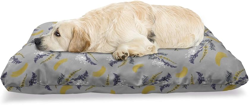 Review Lunarable Floral Pet Bed, Rhythmic Spring Blossoms Wild Flowers Brush Strokes on Muted Background, Chew Resistant Pad for Dogs and Cats Cushion with Removable Cover, 24″ x 39″, Pale Taupe Multicolor