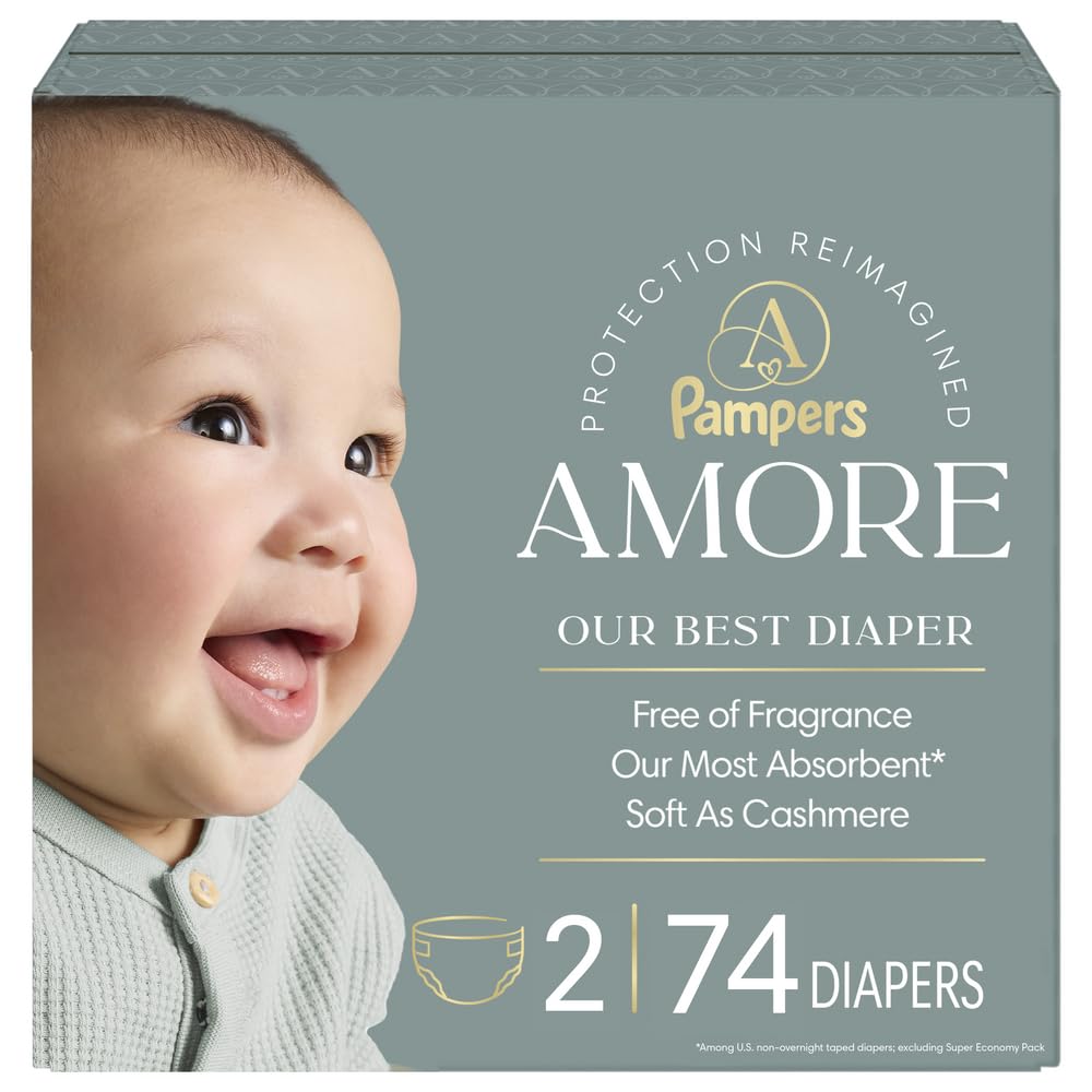 Pampers Amore, Size 2 (10-22 lbs), 74 Count, Our Best Diaper – Hypoallergenic & Fragrance…