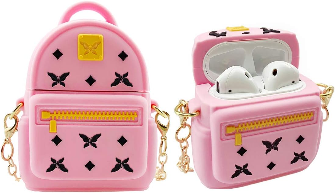MOLOVA Case for Airpods 1&2 Case,Silicone 3D Cute Funny Cartoon Character Kawaii Bag Airpods Cover Shock Proof Compatiable with Wireless Charging Case for Kids Girls Teens Women Boys (Pink)