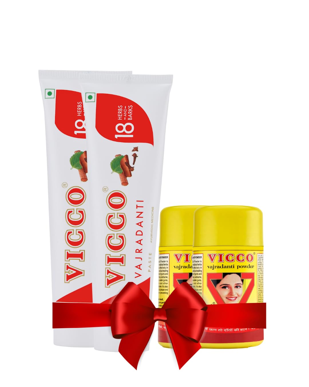 Vicco Vajradanti Ayurvedic Toothpaste + Tooth Powder for Healthy & Strong Gums with Goodness of 18 Essential Herbs & Barks [200g | Pack of 4]