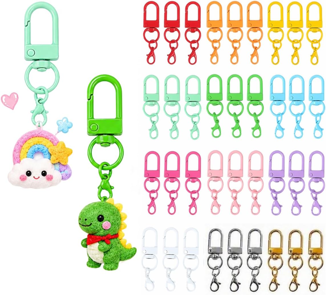 36Pcs Colorful Swivel Snap Hook Keychain Clips, 12 Color Lobster Claw Clasps for DIY Crafts, Jewelry Making & Bag Charms