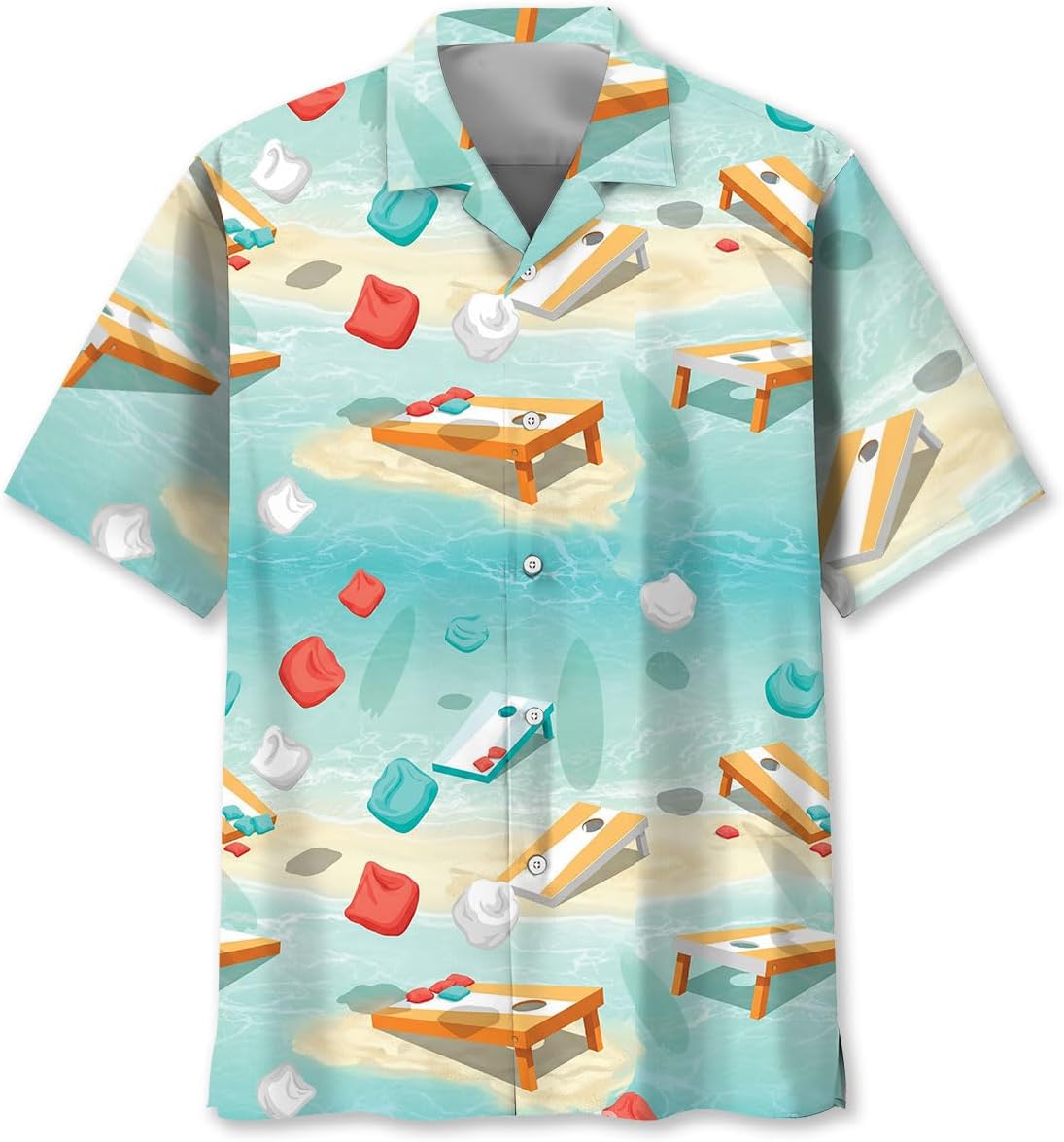 Funny Cornhole Shirts for Men – Cornhole JerseysHawaiian Style, Button Down Cornhole Apparel Size S-5XL