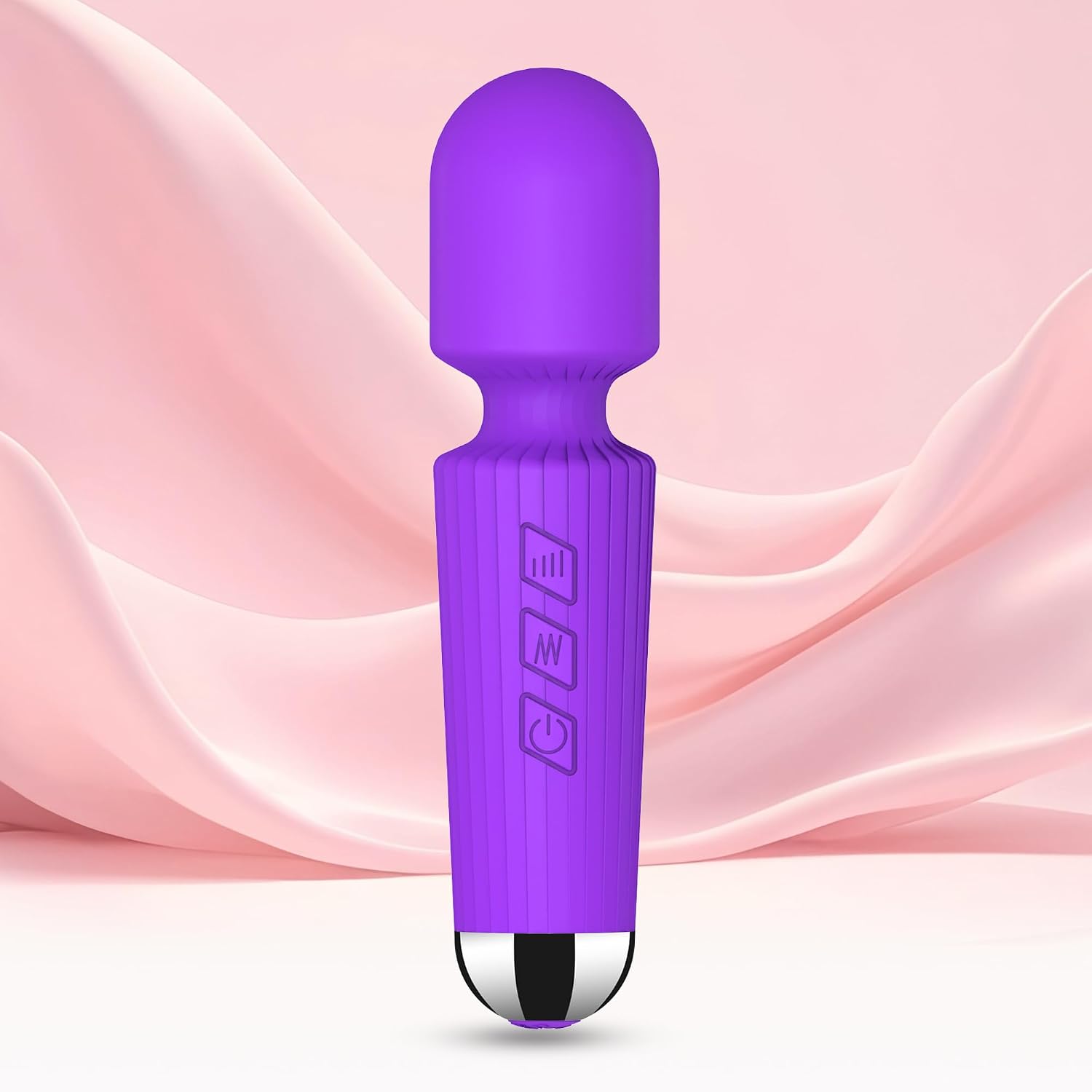 Mini Cordless Massager - 8 Intensity Levels & 20 Quiet ＆ Waterproof Vibration Modes, Handheld Wand Massage for Neck, Back, Shoulder, Muscle Pain Relief (Purple)