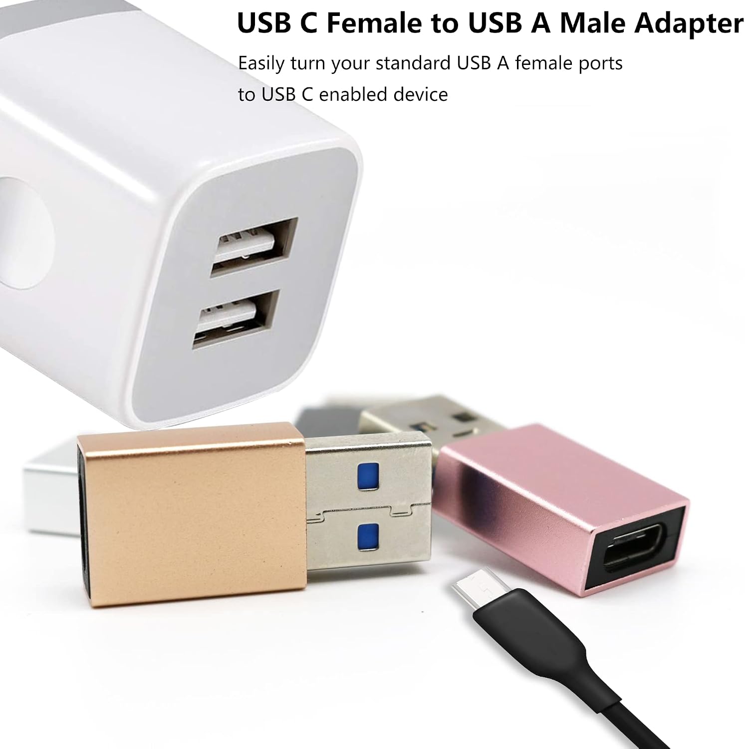 VAKS USB C to USB Adapter [4 Pack],USB-A Male to USB-C Female Adapter Compatible with iPhone 11 12 13 Pro max,Samsung Galaxy S22+ S21 FE Ultra,Google Pixel 6 Pro 5,4 Pack