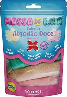 Massa de EVA, Make +, 10 Cores Pastel, 250 Gramas